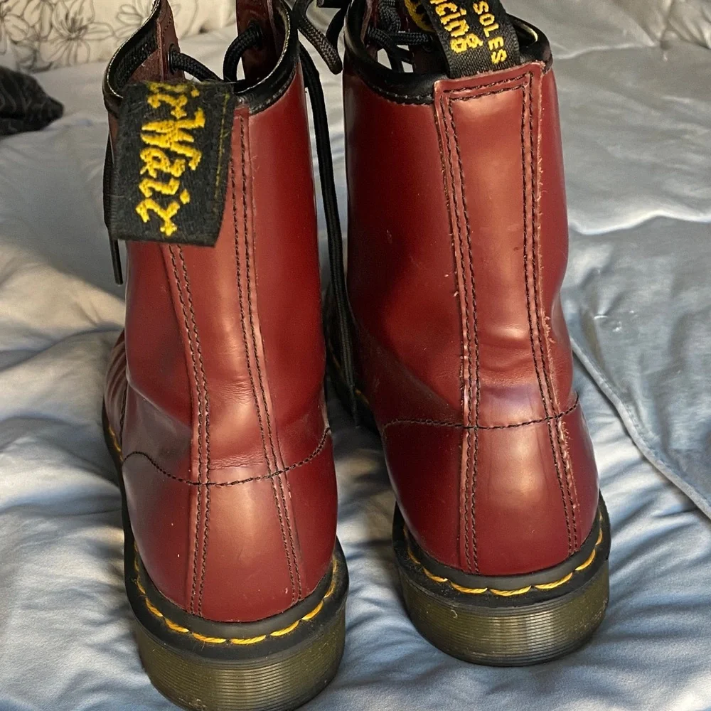 Dr. Martens Burgundy Leather Ankle Boots - Picture 3 of 5